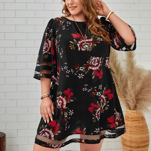 Robe tunique à imprimé floral avec tulle - SHEIN - Modalova