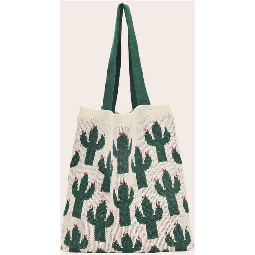 Sac fourre-tout en tricot à motif de cactus - SHEIN - Modalova