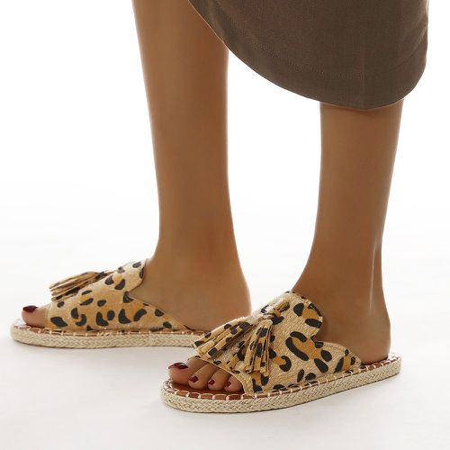 Sandales plates à franges à motif léopard - SHEIN - Modalova