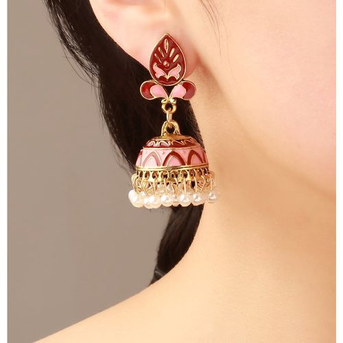 Boucles d'oreilles Jhumka avec franges à perles - SHEIN - Modalova