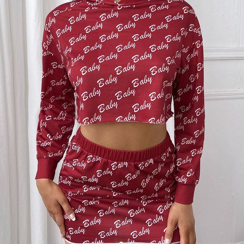 Sweat-shirt à capuche à lettres & Jupe moulante - SHEIN - Modalova