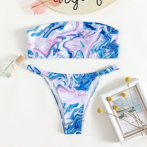 Bikini bandeau avec imprimé marbré - SHEIN - Modalova
