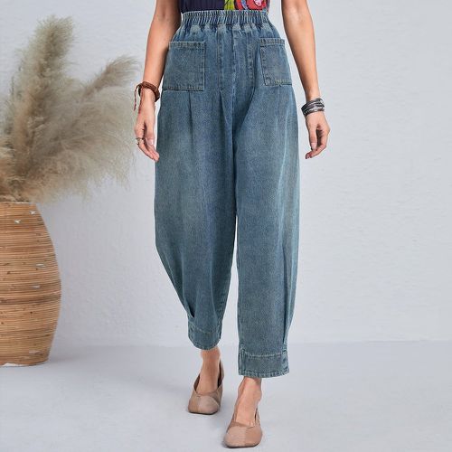 Jean baggy taille élastique à ruché - SHEIN - Modalova