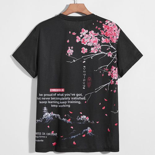 T-shirt à imprimé fleuri à slogan - SHEIN - Modalova