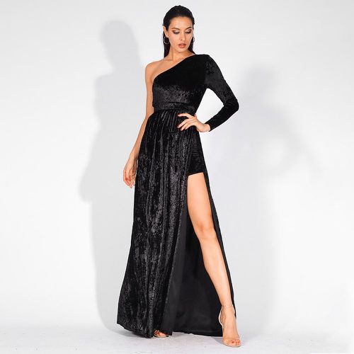 Robe asymétrique fendue en velours - SHEIN - Modalova