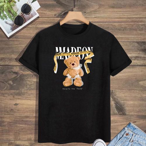 T-shirt avec imprimé slogan et ours - SHEIN - Modalova