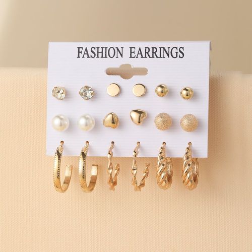 Paires Boucles d'oreilles avec fausse perle et cœur - SHEIN - Modalova