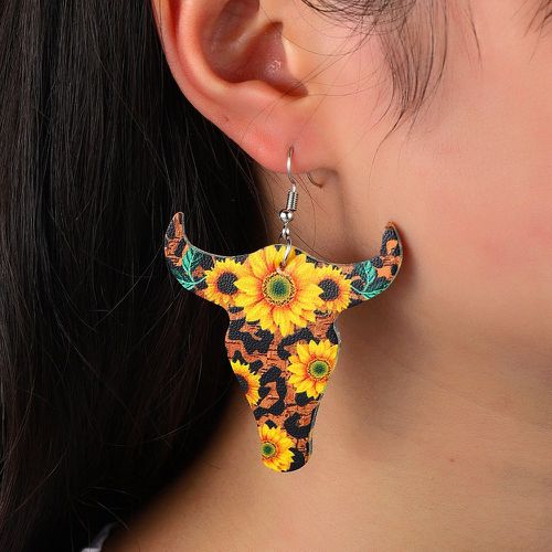 Pendants d'oreilles avec tête d'animal à motif fleur - SHEIN - Modalova