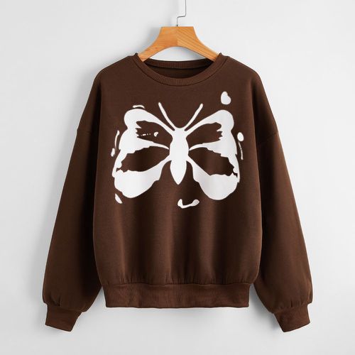 Sweat-shirt thermique à imprimé papillon - SHEIN - Modalova