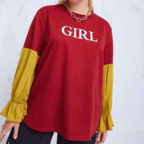 Sweat-shirt à blocs de couleurs manches évasées à motif lettre - SHEIN - Modalova