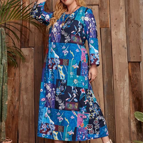 Robe tunique à imprimé floral et patchwork - SHEIN - Modalova