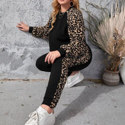 Ensemble legging et t-shirt à léopard à manches raglan - SHEIN - Modalova
