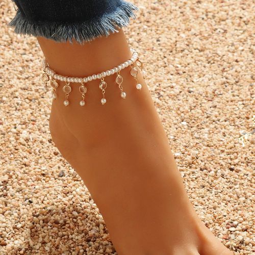 Bracelet de cheville à strass avec fausses perles - SHEIN - Modalova