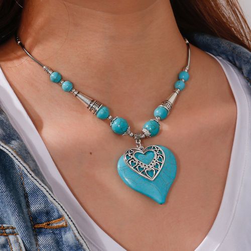 Collier à pendentif cœur et turquoise - SHEIN - Modalova