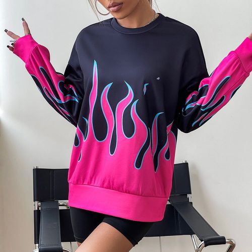 Sweat-shirt à imprimé flamme - SHEIN - Modalova