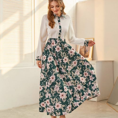 Blouse à imprimé floral & Jupe taille haute - SHEIN - Modalova
