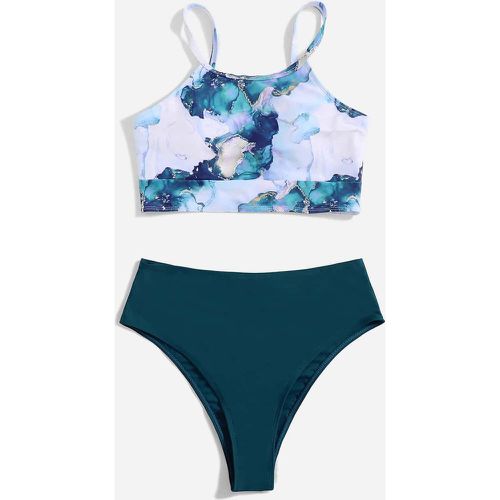 Bikini à imprimé marbré taille haute - SHEIN - Modalova