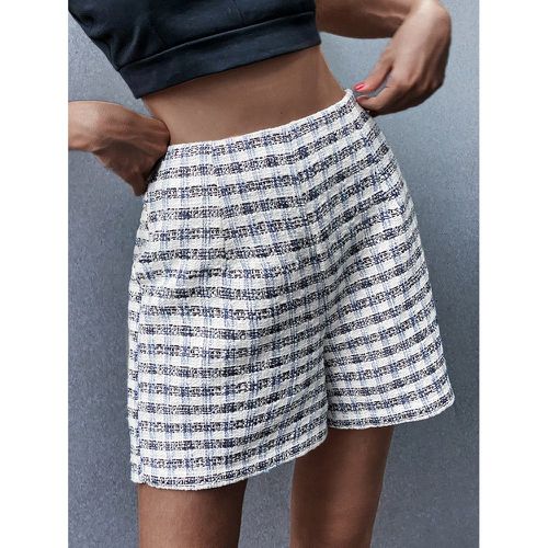 Short ample à carreaux en tweed - SHEIN - Modalova