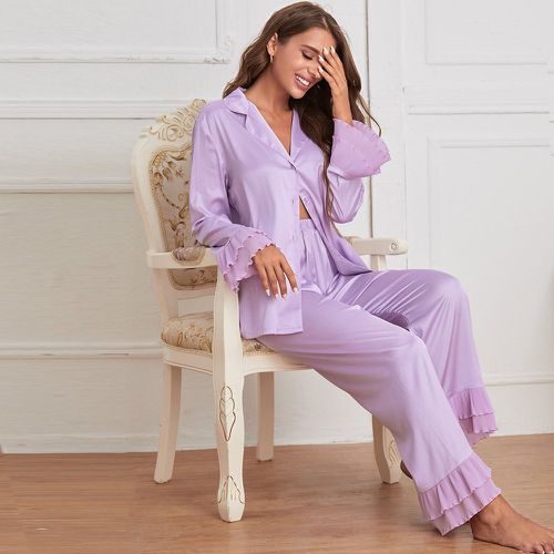 Ensemble de pyjama pantalon avec plis et blouse en satin - SHEIN - Modalova