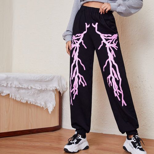 Pantalon de survêtement à imprimé foudre taille élastique - SHEIN - Modalova