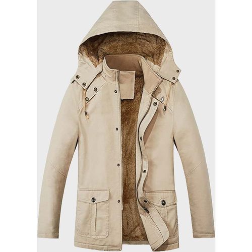Manteau à capuche poche à rabat à doublure thermique - SHEIN - Modalova