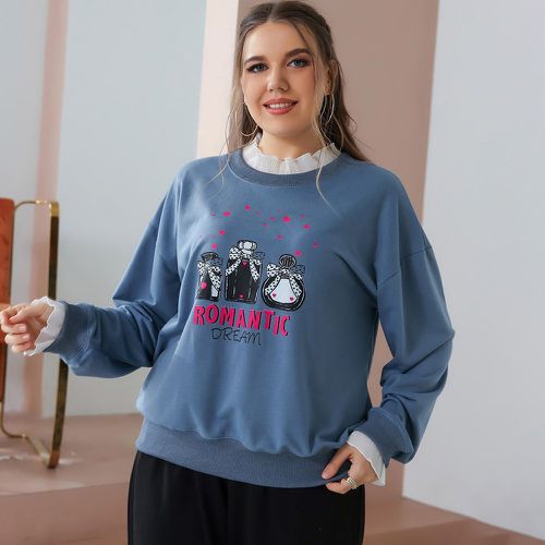 Sweat-shirt à motif lettre et bouteille à plis - SHEIN - Modalova