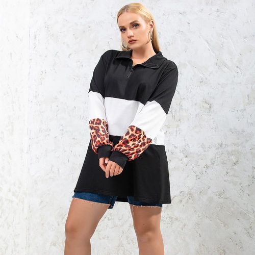 Sweat-shirt à blocs de couleurs zippé - SHEIN - Modalova