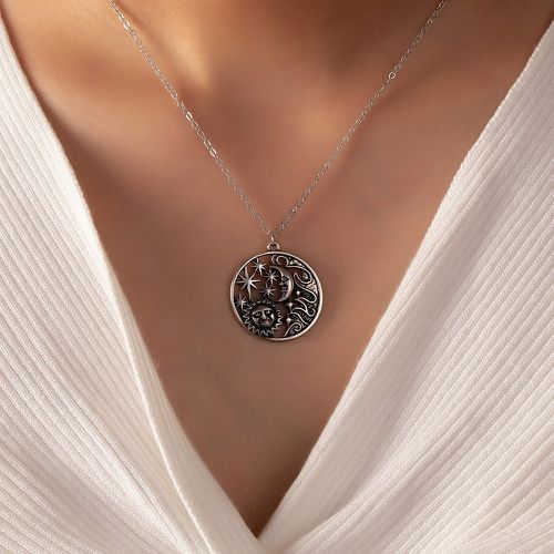 Collier à pendentif à détail de lune et de soleil - SHEIN - Modalova
