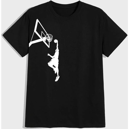 T-shirt avec imprimé basketball et figure - SHEIN - Modalova