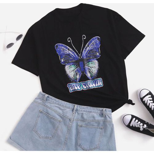 T-shirt papillon et lettre - SHEIN - Modalova