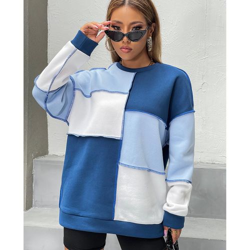 Sweat-shirt à blocs de couleurs à couture - SHEIN - Modalova