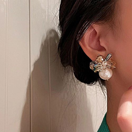 Boucles d'oreilles à fausse perle à détail cristal - SHEIN - Modalova