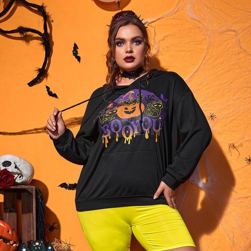 Sweat-shirt à capuche halloween à imprimé citrouille à cordon - SHEIN - Modalova