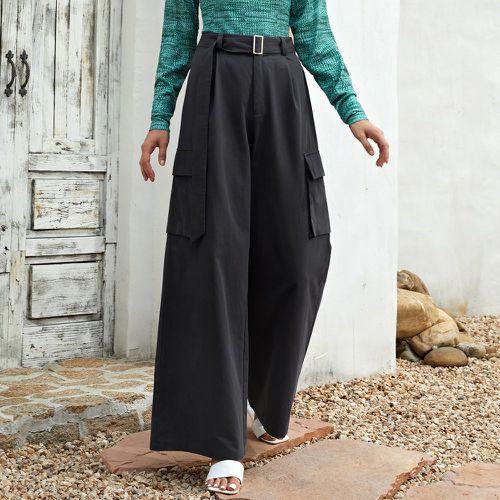 Pantalon ample à poche à rabat avec ceinture - SHEIN - Modalova