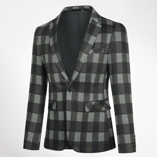 Blazer à carreaux avec bouton - SHEIN - Modalova