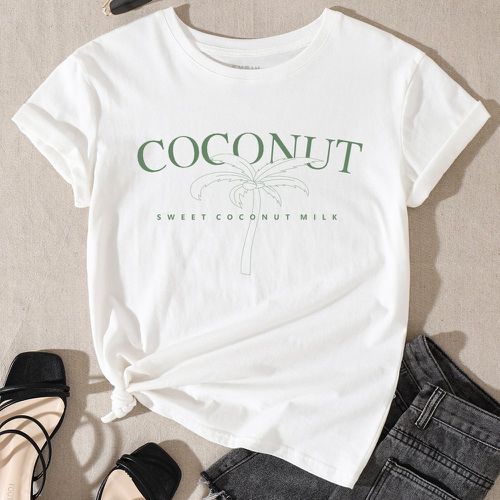 T-shirt noix de coco arbre et lettre - SHEIN - Modalova