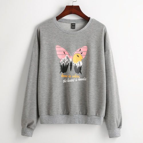 Sweat-shirt papillon et slogan - SHEIN - Modalova