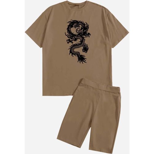 T-shirt à motif dragon & Short cycliste - SHEIN - Modalova