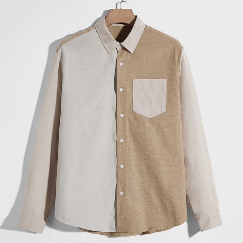 Chemise bicolore à patch à poche - SHEIN - Modalova