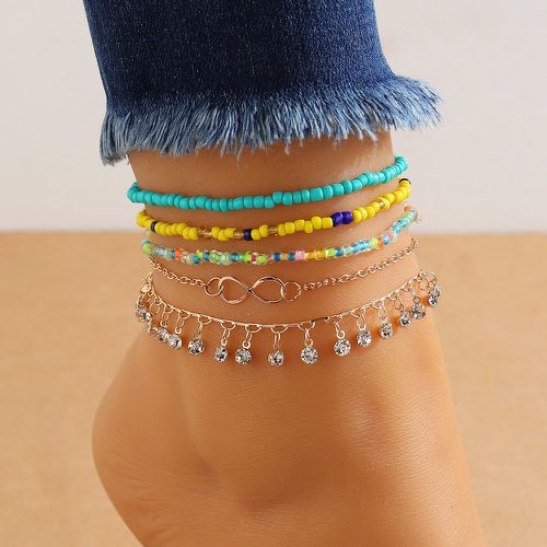 Pièces Bracelet de cheville perlé avec strass - SHEIN - Modalova