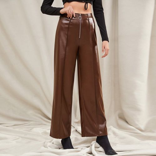 Pantalon ample avec anneau zippé en cuir PU - SHEIN - Modalova