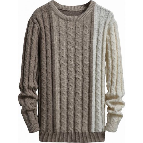 Pull en tricot torsadé à blocs de couleurs - SHEIN - Modalova