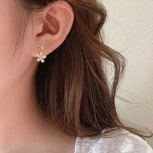 Pendants d'oreilles avec strass et fleur - SHEIN - Modalova