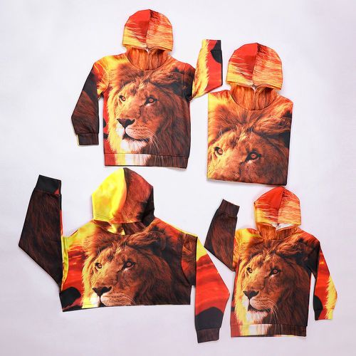 Pièce Sweat-shirt à capuche court à imprimé lion 3D - SHEIN - Modalova