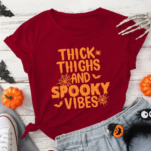 T-shirt à lettre à imprimé halloween - SHEIN - Modalova