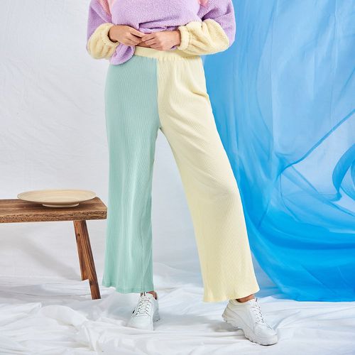 Pantalon bicolore côtelé - SHEIN - Modalova