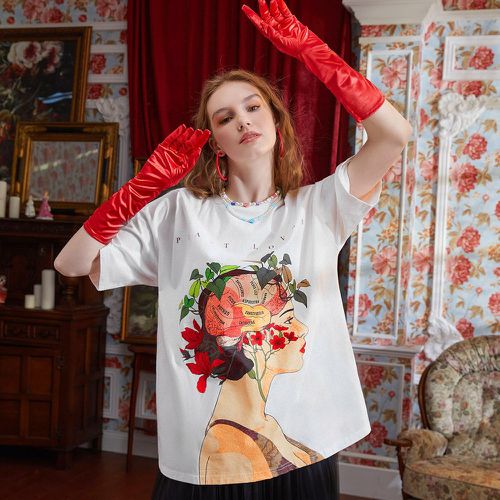 T-shirt lettre & à imprimé figure - SHEIN - Modalova