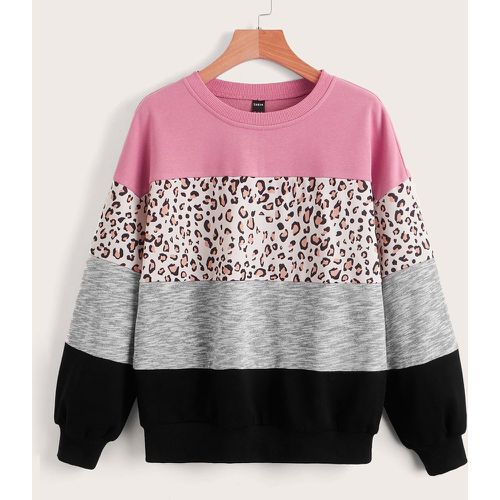 Sweat-shirt à motif léopard à blocs de couleurs - SHEIN - Modalova