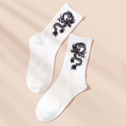 Chaussettes à imprimé dragon chinois - SHEIN - Modalova