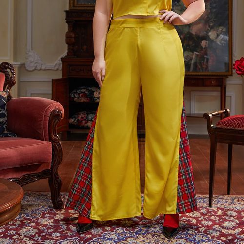 Pantalon ample à imprimé tartan - SHEIN - Modalova